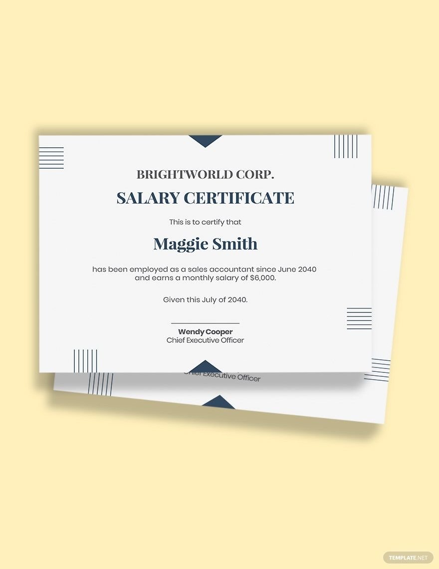 employment salary certificate Template