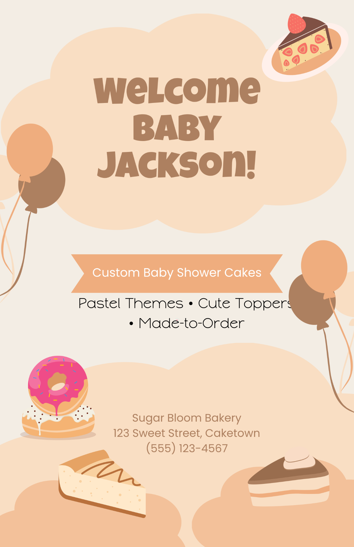 Free Baby Shower Cake Poster Template