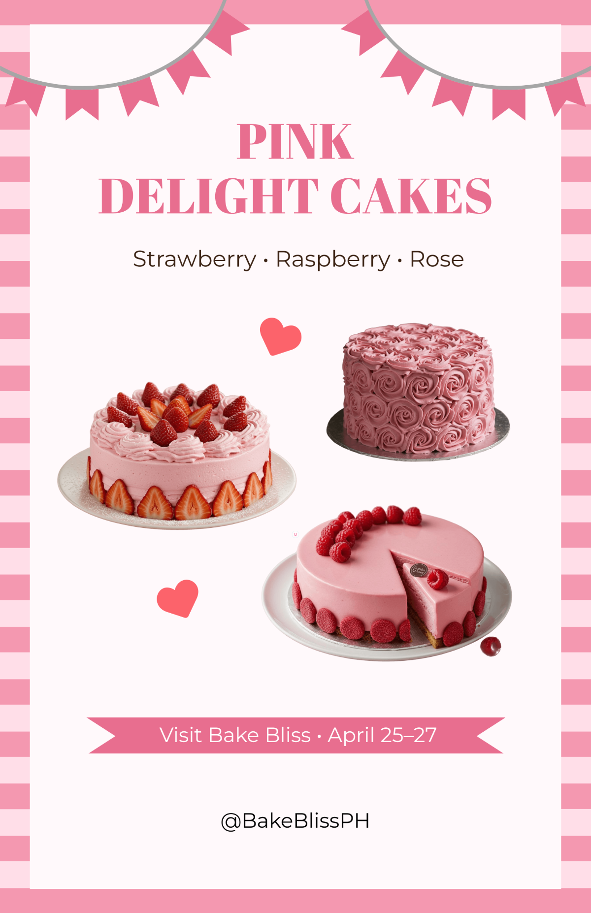 Free Pink Cake Sale Poster Template