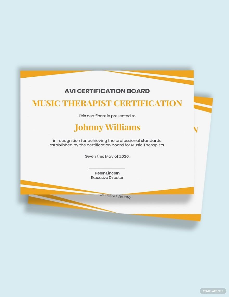 Music Therapy Certification Template