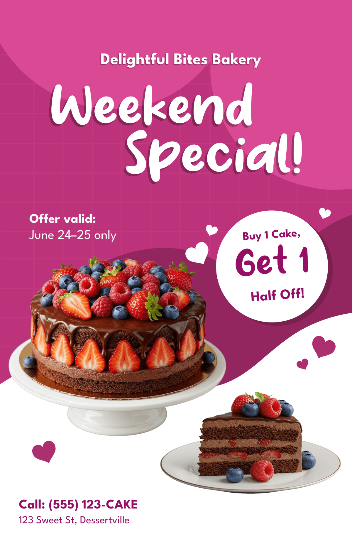 Free Cake Promotion Poster Template