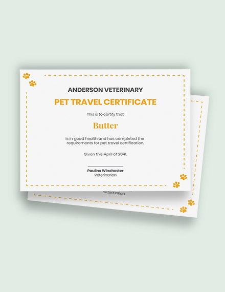12  Pet Certificate Templates Free Downloads Template net