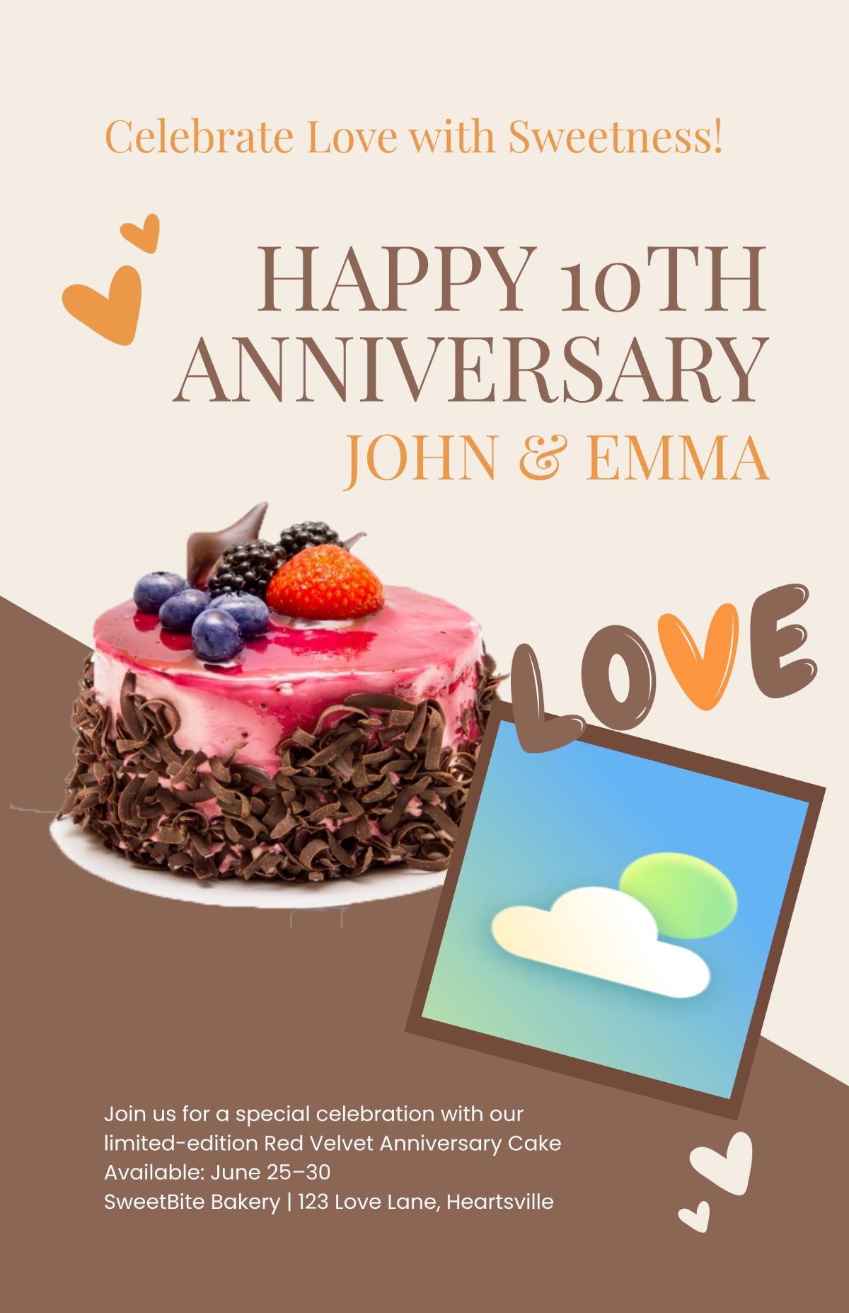 Free Anniversary Cake Poster Template