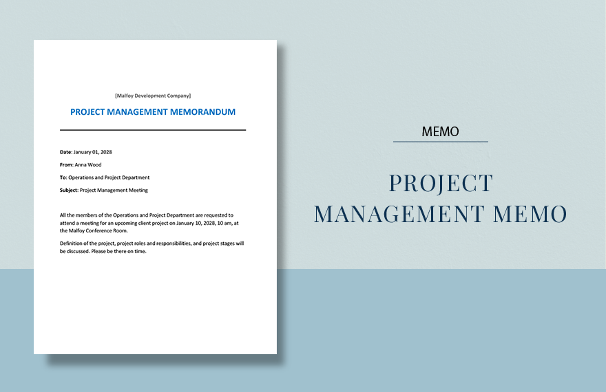 Project Management Memo Template in Word, Google Docs, Apple Pages