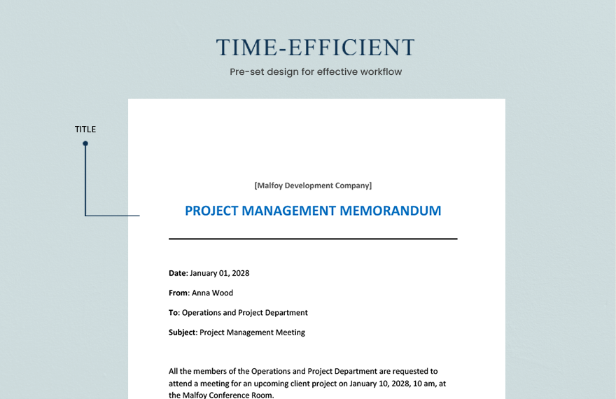 Project Management Memo Template