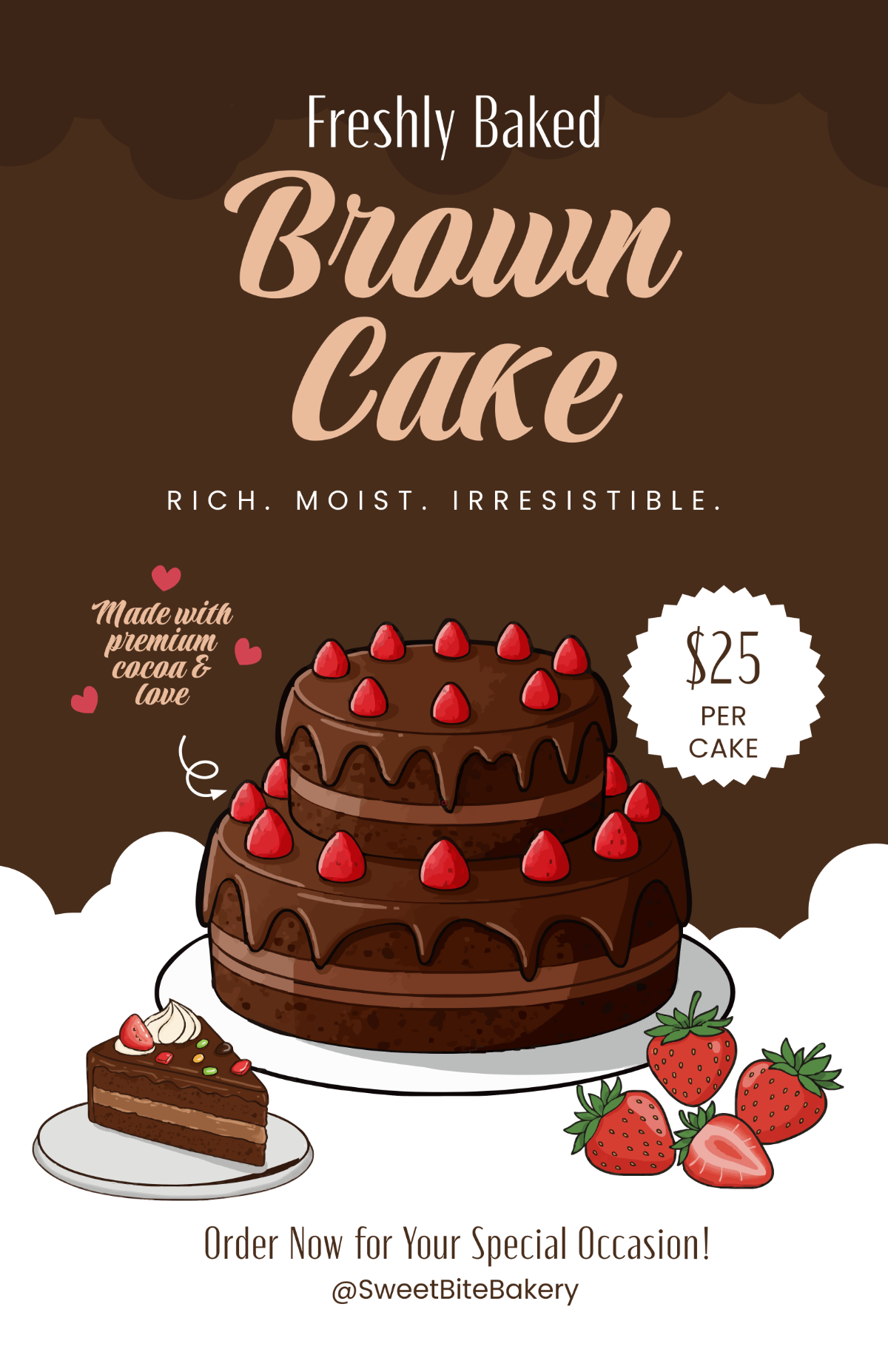 Free Brown Cake Order Poster Template