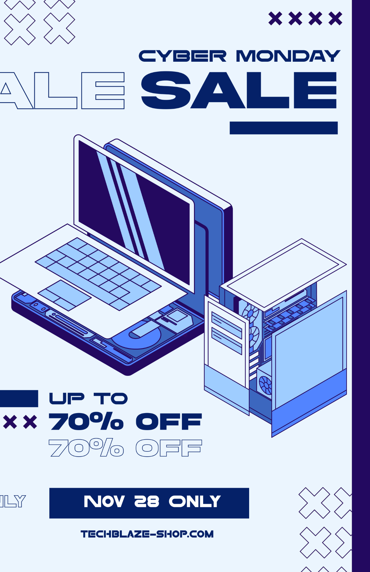Free Cyber Monday Illustration Poster Template