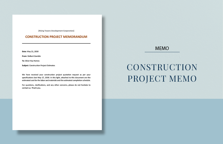 Construction Project Memo Template in Pages, Word, Google Docs - Download | Template.net