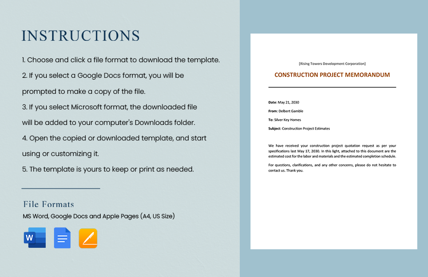 Construction Project Memo Template