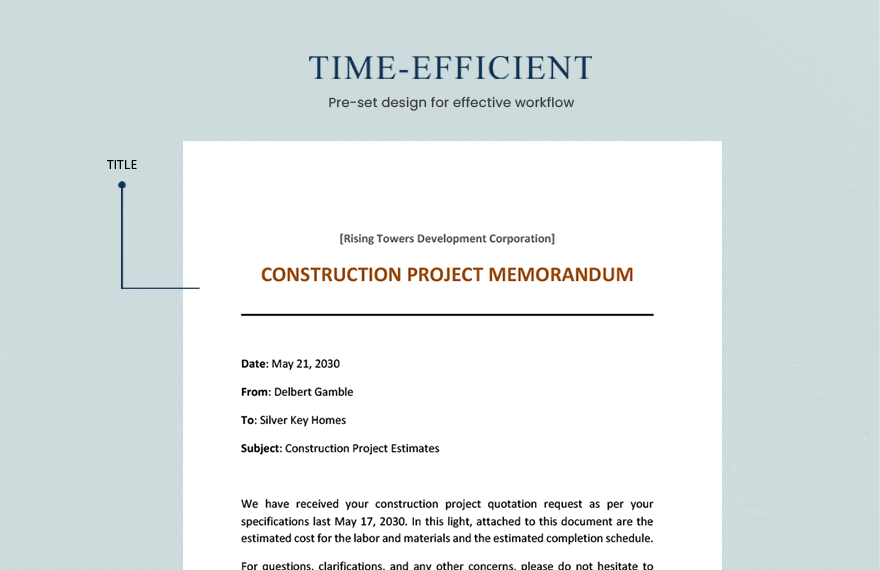 Construction Project Memo Template