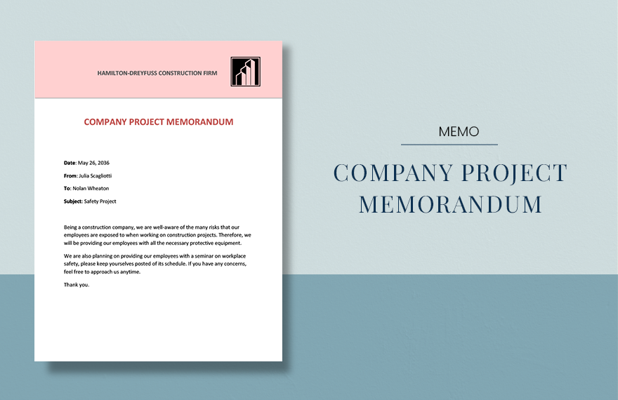 Project Memo Sample Template in Word, Pages, Google Docs - Download | Template.net