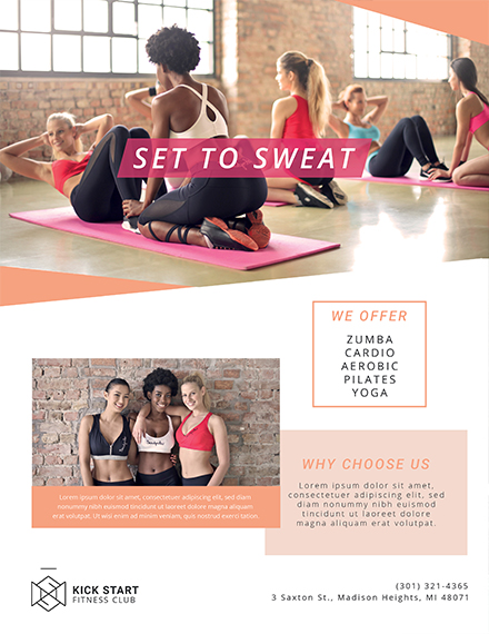 fitness health club flyer template 1x