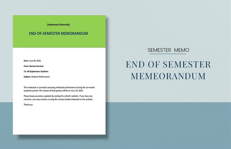 End Of Semester Memo Template in Word, Google Docs, PDF, Apple Pages