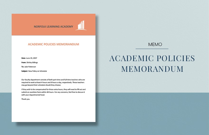 Academic Policies Memo Template in Word, Google Docs, Apple Pages