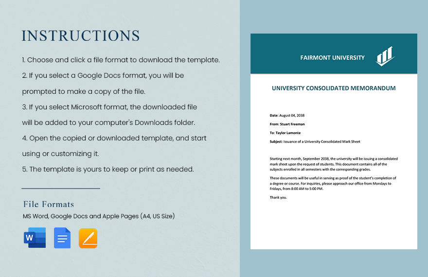 University Consolidated Memo Template