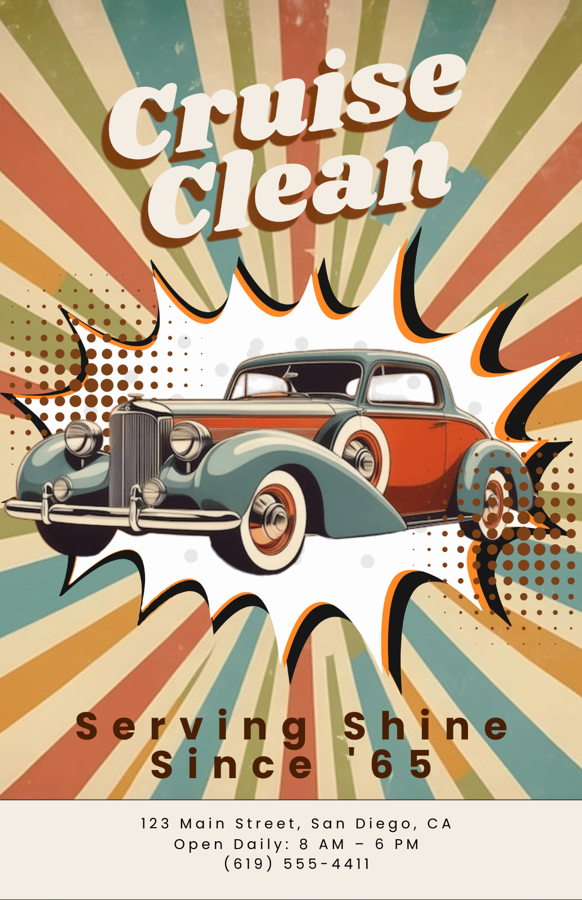 Free Retro Car Wash Poster Template