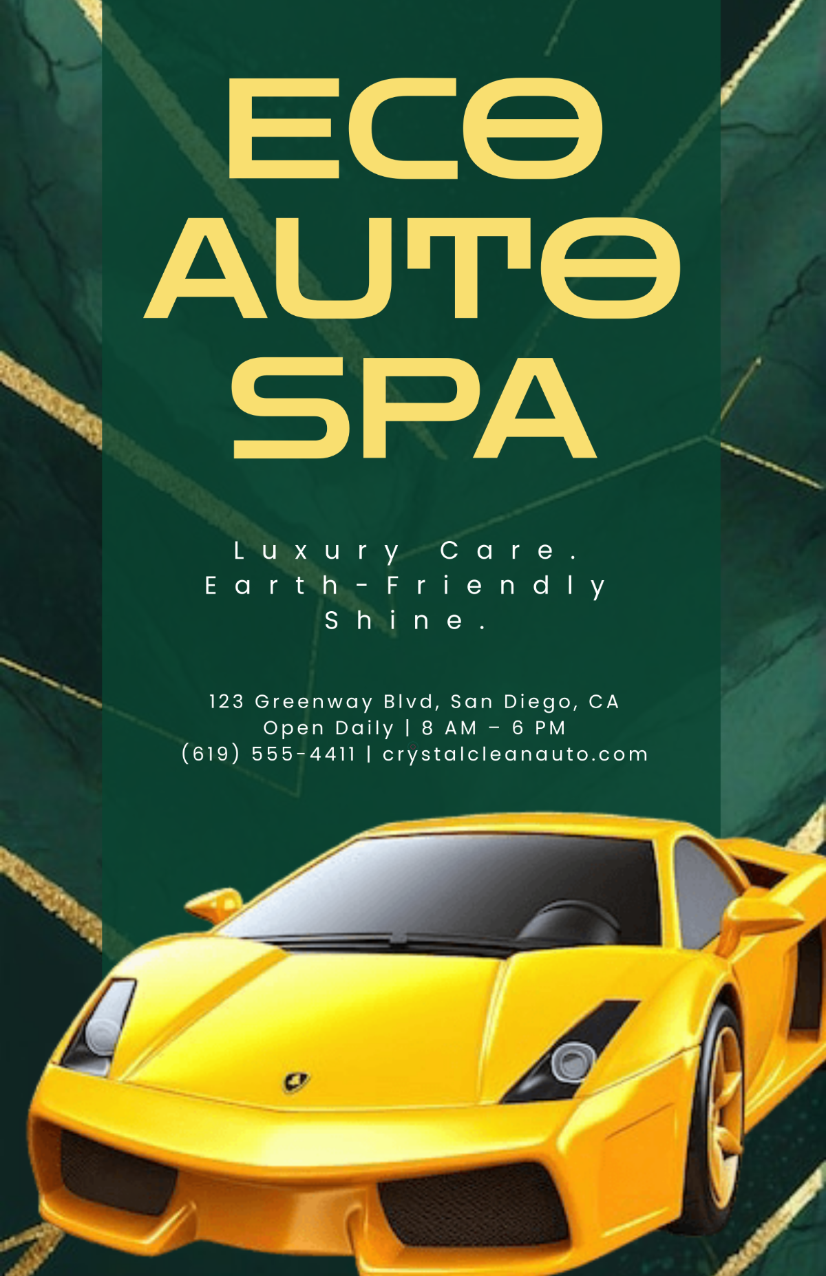 Free Gold and Green Car Wash Poster Template