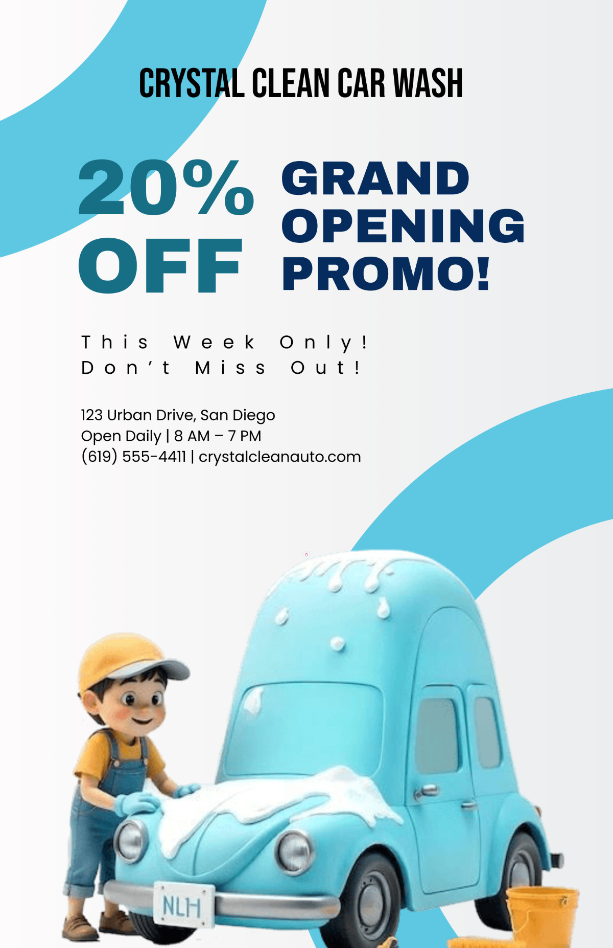 Free Car Wash Promo Poster Template