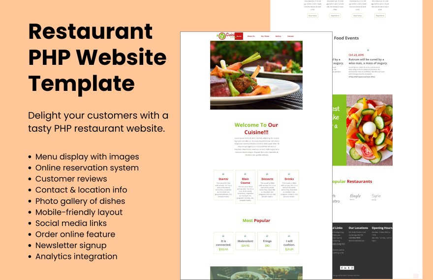 Free Restaurant PHP Website in PHP to Download