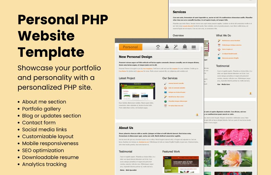 Free Personal PHP Website in PHP to Download