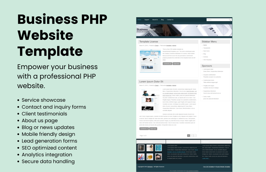 Free Business PHP Website in PHP to Download
