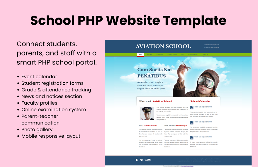 Free School PHP Website in PHP to Download