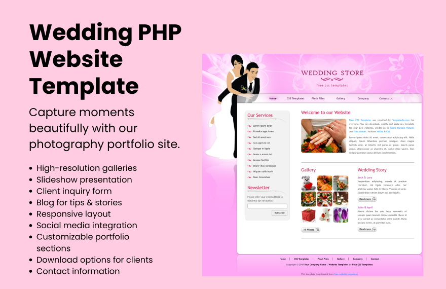 Free Wedding PHP Website in PHP to Download