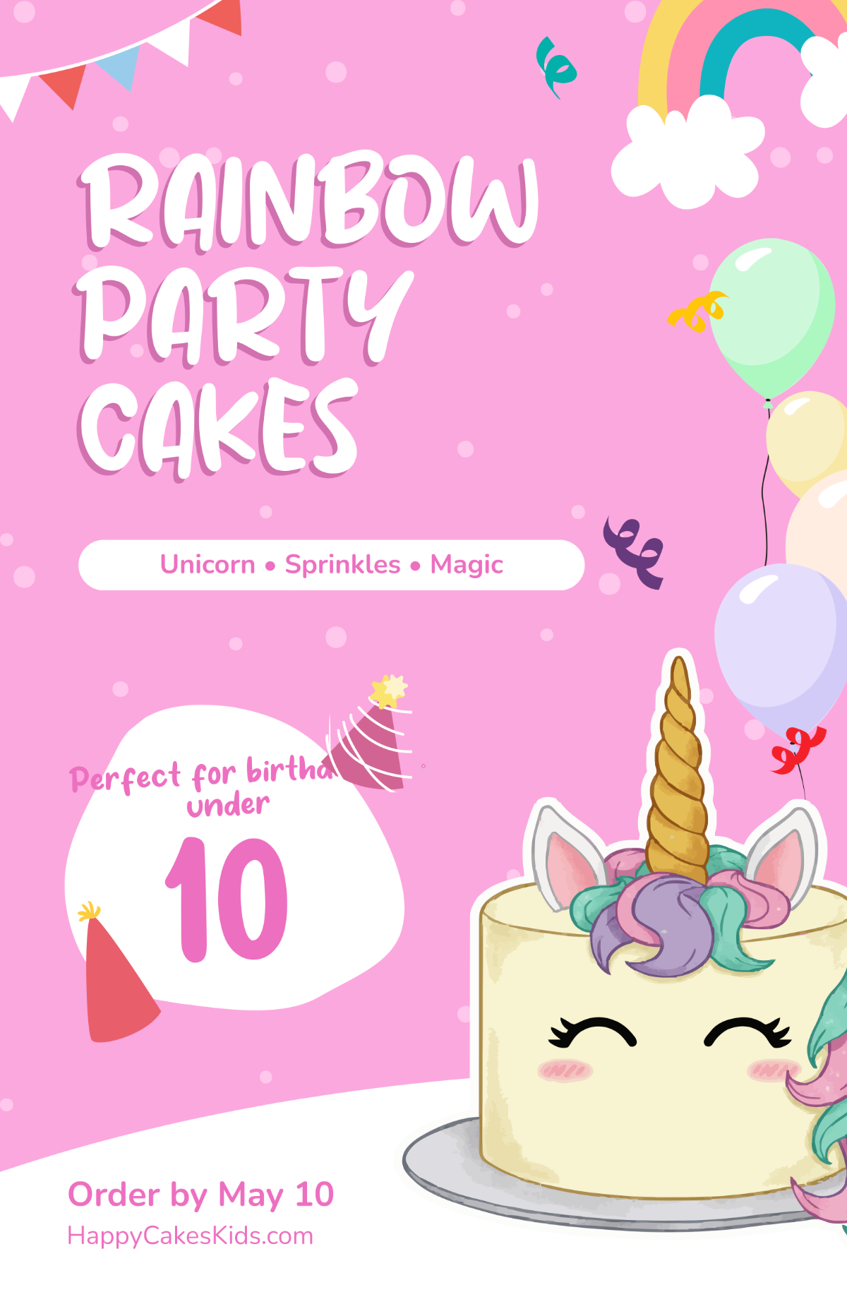 Free Colorful Cake Poster for Kids Template