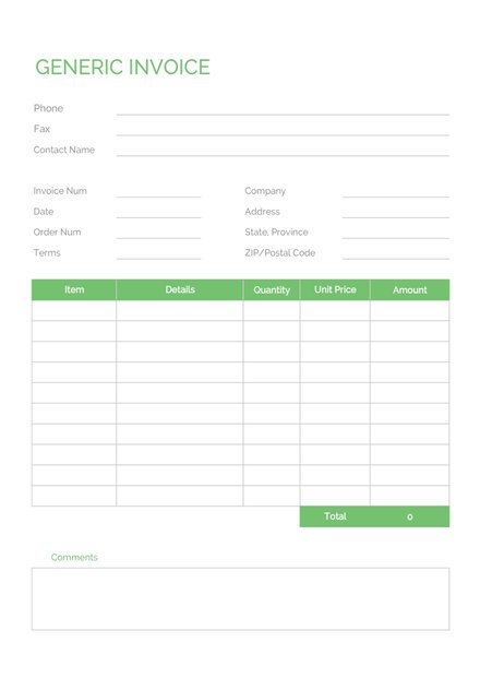 editable generic invoice template download 78 invoices