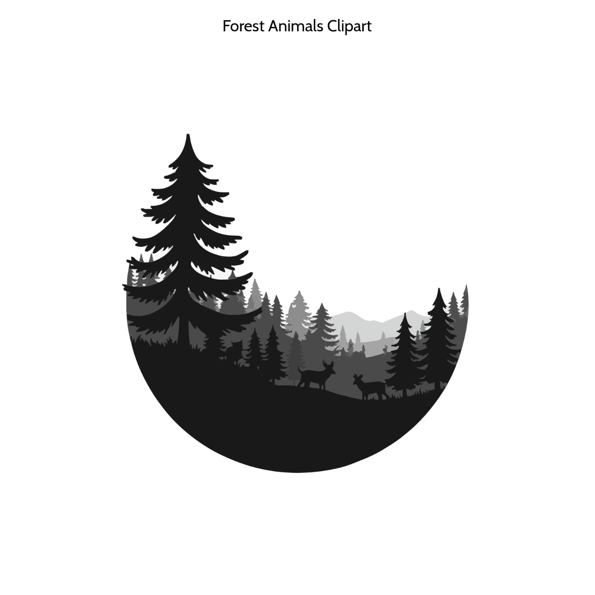 Free Black And White Forest Clipart Template