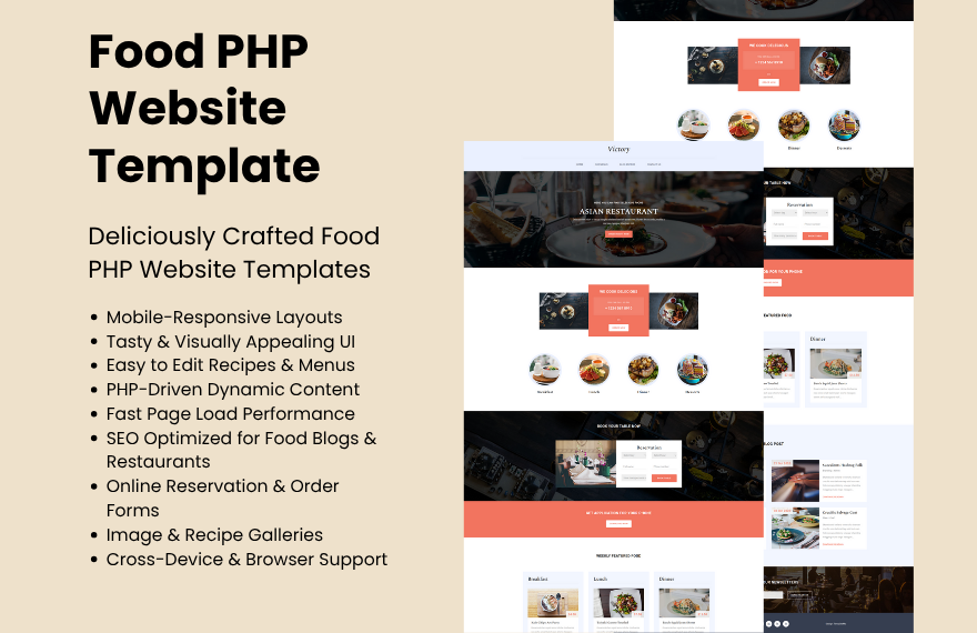 Free Food PHP Website Template in PHP to Download