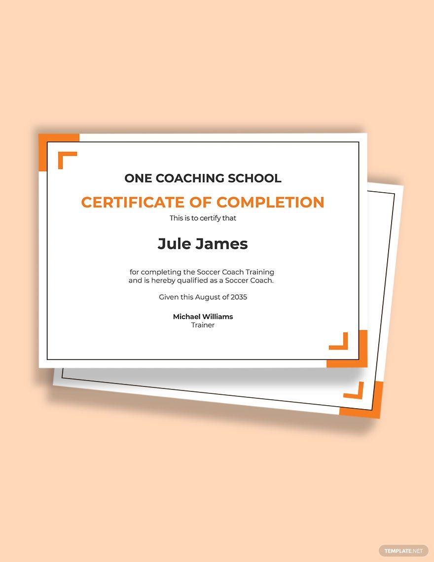 Soccer Coaching Certification Template