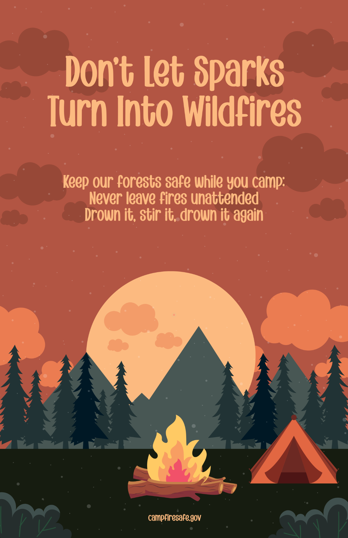 Free Camping Fire Prevention Poster Template