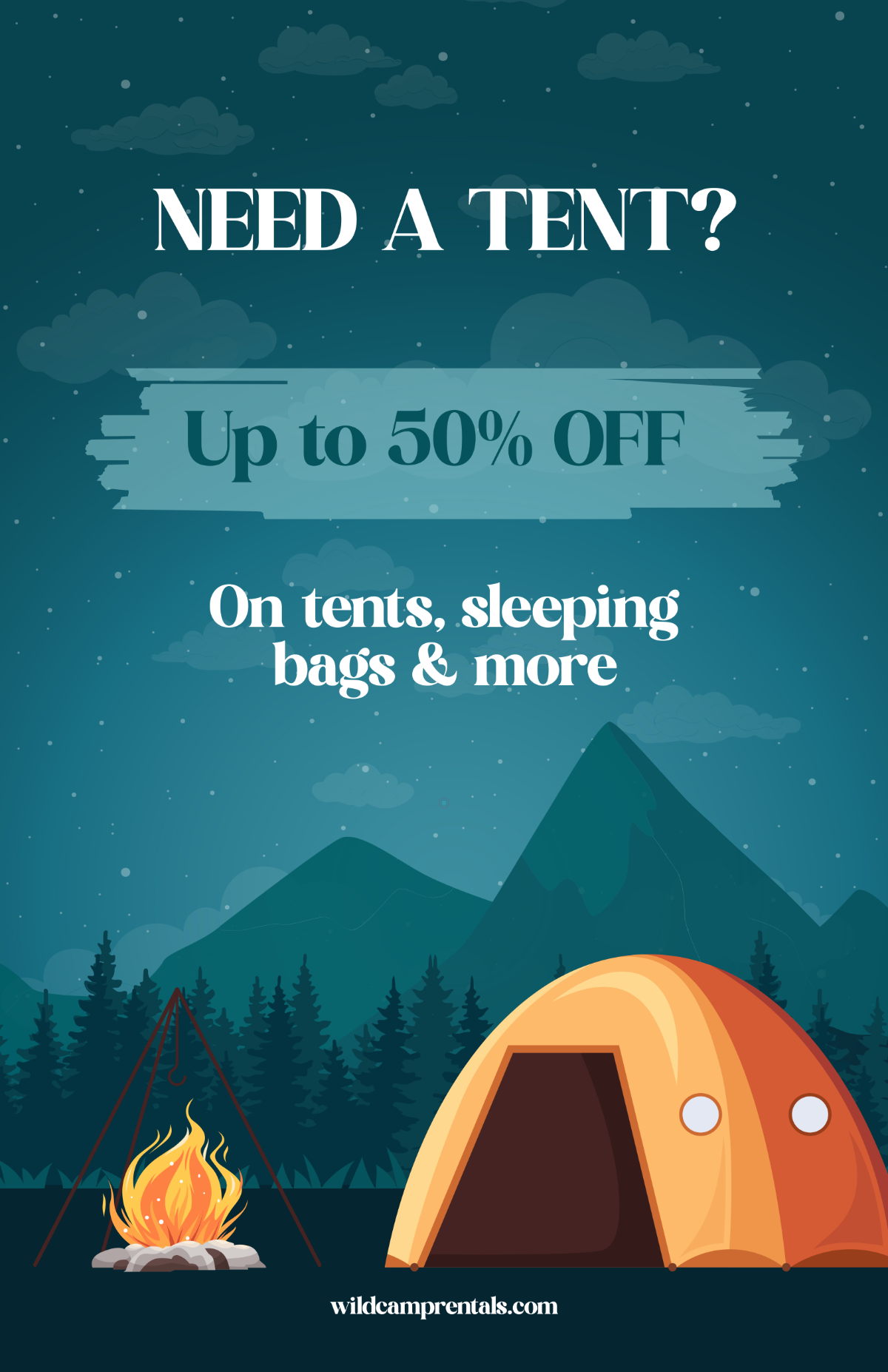 Free Camping Tent Rental Poster Template
