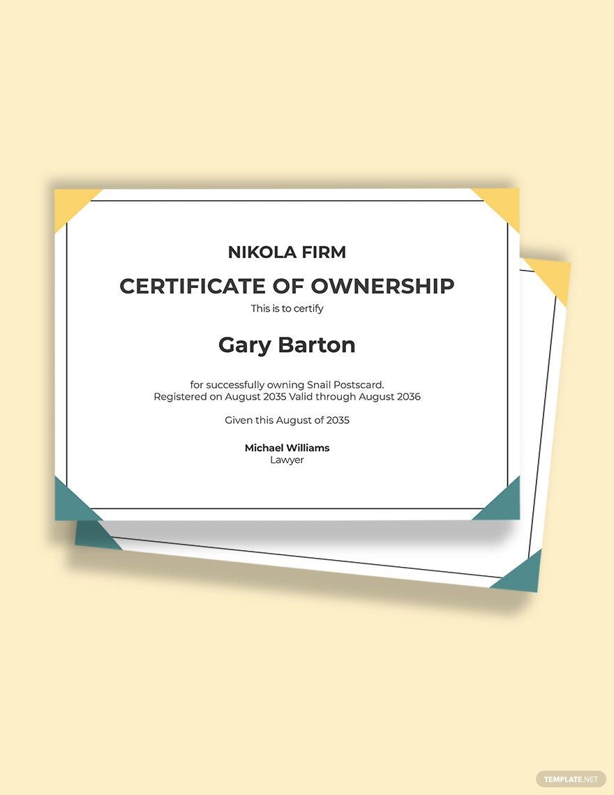 Spa Owner Certificate Template
