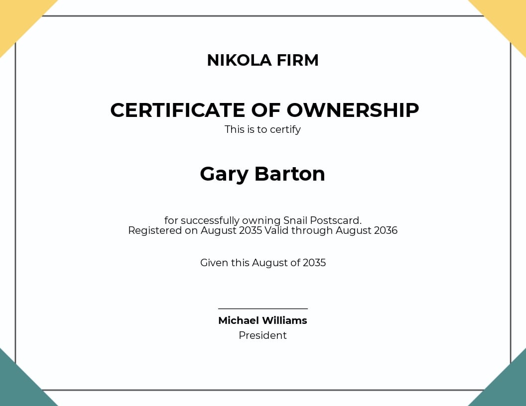 Free Spa Owner Certificate Template - Word  Template.net Intended For Ownership Certificate Template