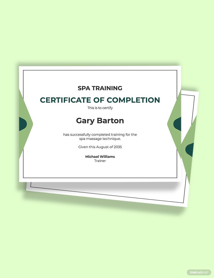 Spa Massage Certificate Template