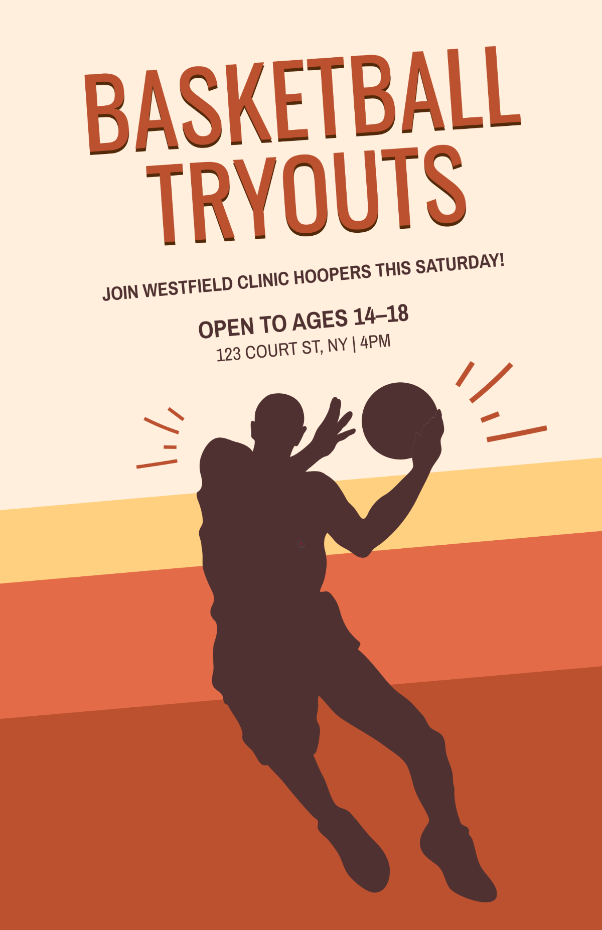 Free Aesthetic Basketball Tryouts Poster Template