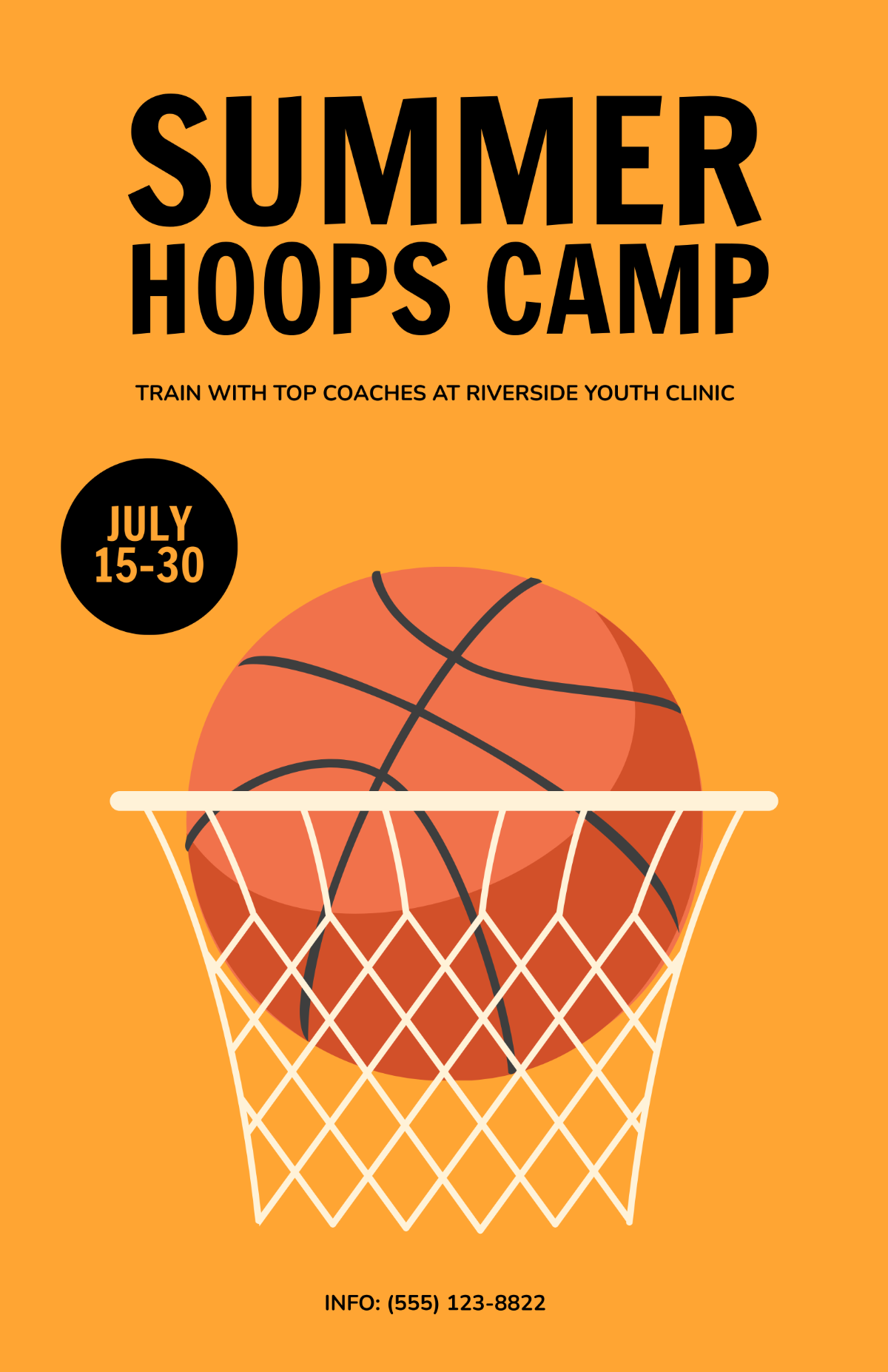 Free Summer Basketball Poster Design Template