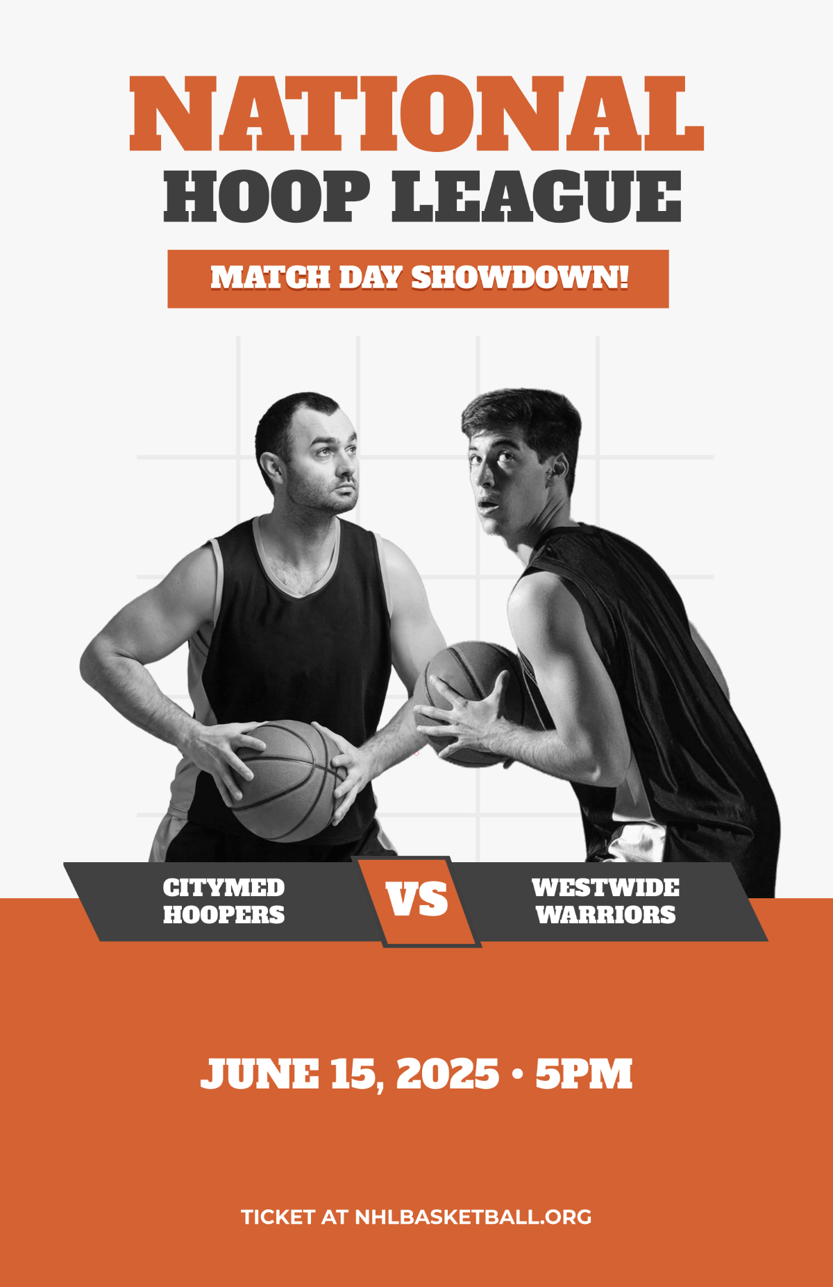 Free Professional Basketball Match Poster Template