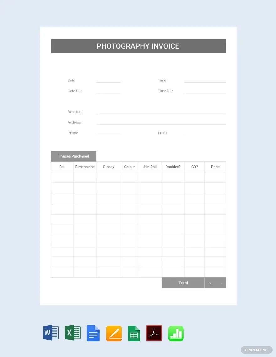 Printable Photography Invoice Template