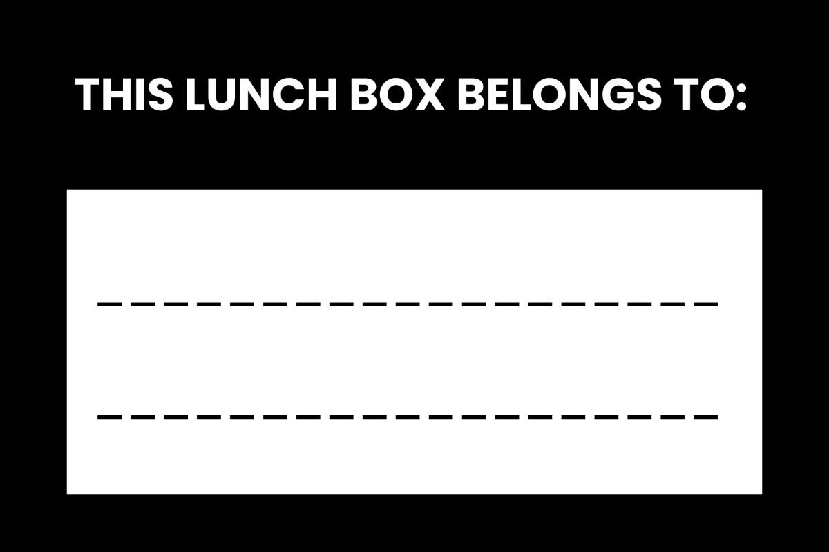 Free Black and White Student Lunch Box Label Template