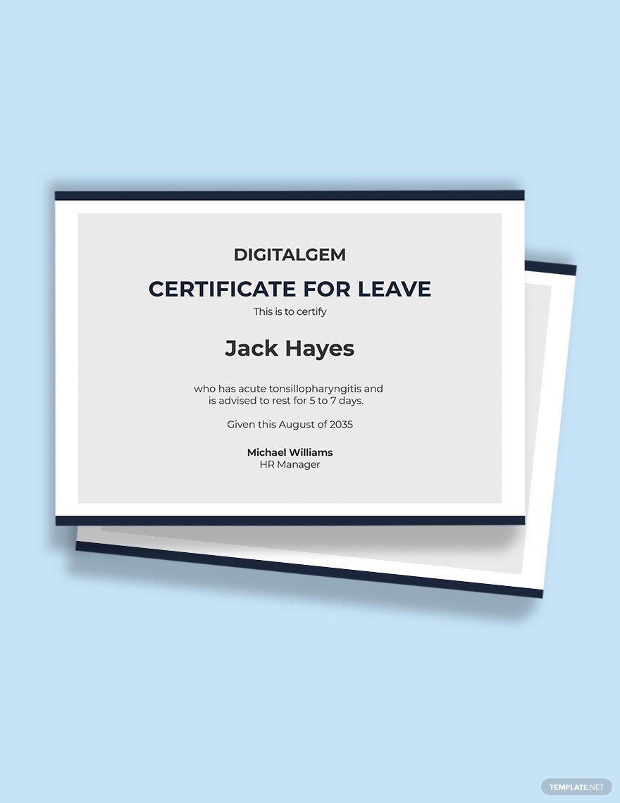 Leave Certificate From Employer Template