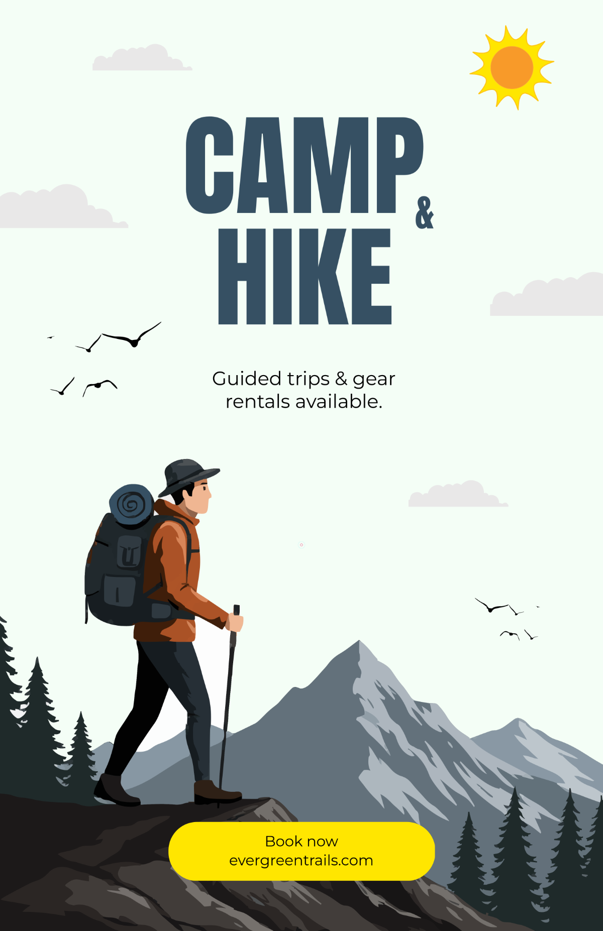 Free Camping and Hiking Poster Template