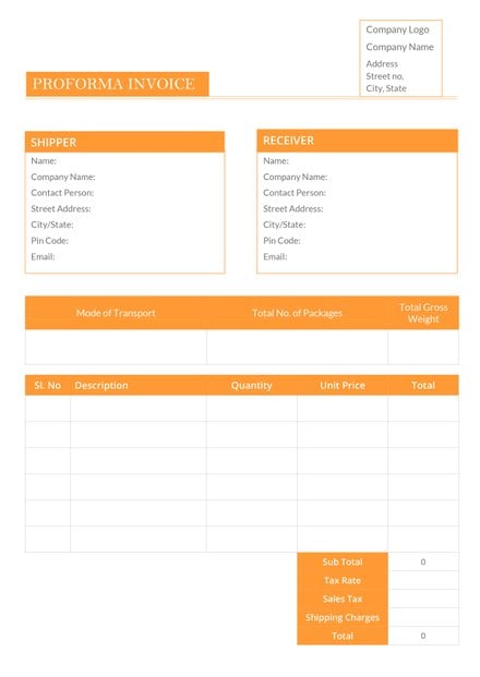 Hedendaags FREE Proforma Invoice Template - PDF | Word (DOC) | Excel | PSD EY-85