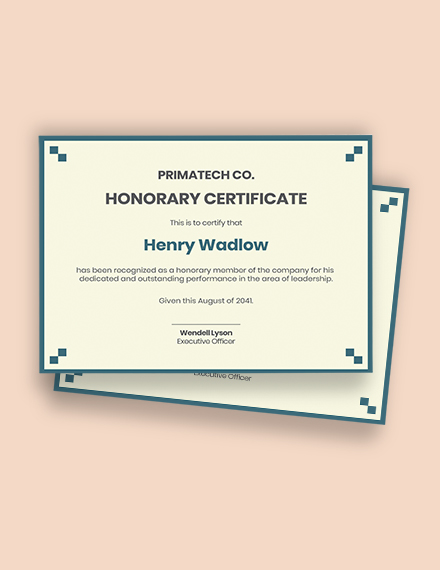 Free Honorary Membership Certificate Template - Google Docs ...