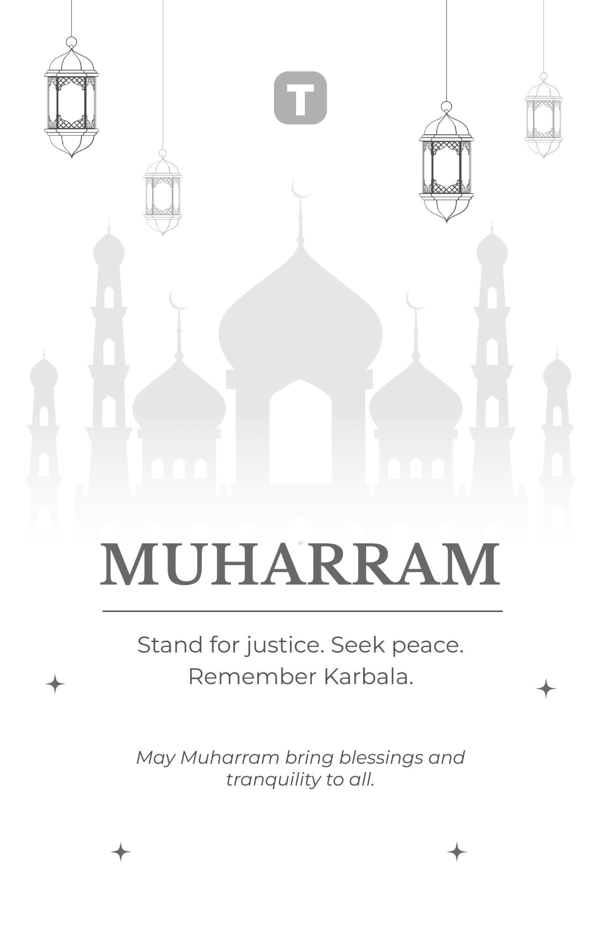 Free Flat White Muharram Poster Template