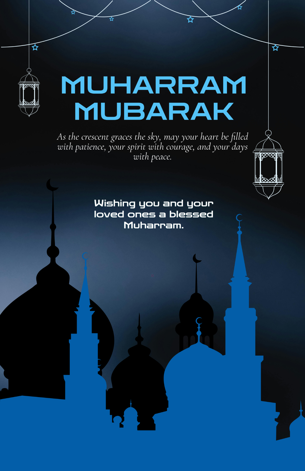 Free Modern Muharram Greeting Poster Template
