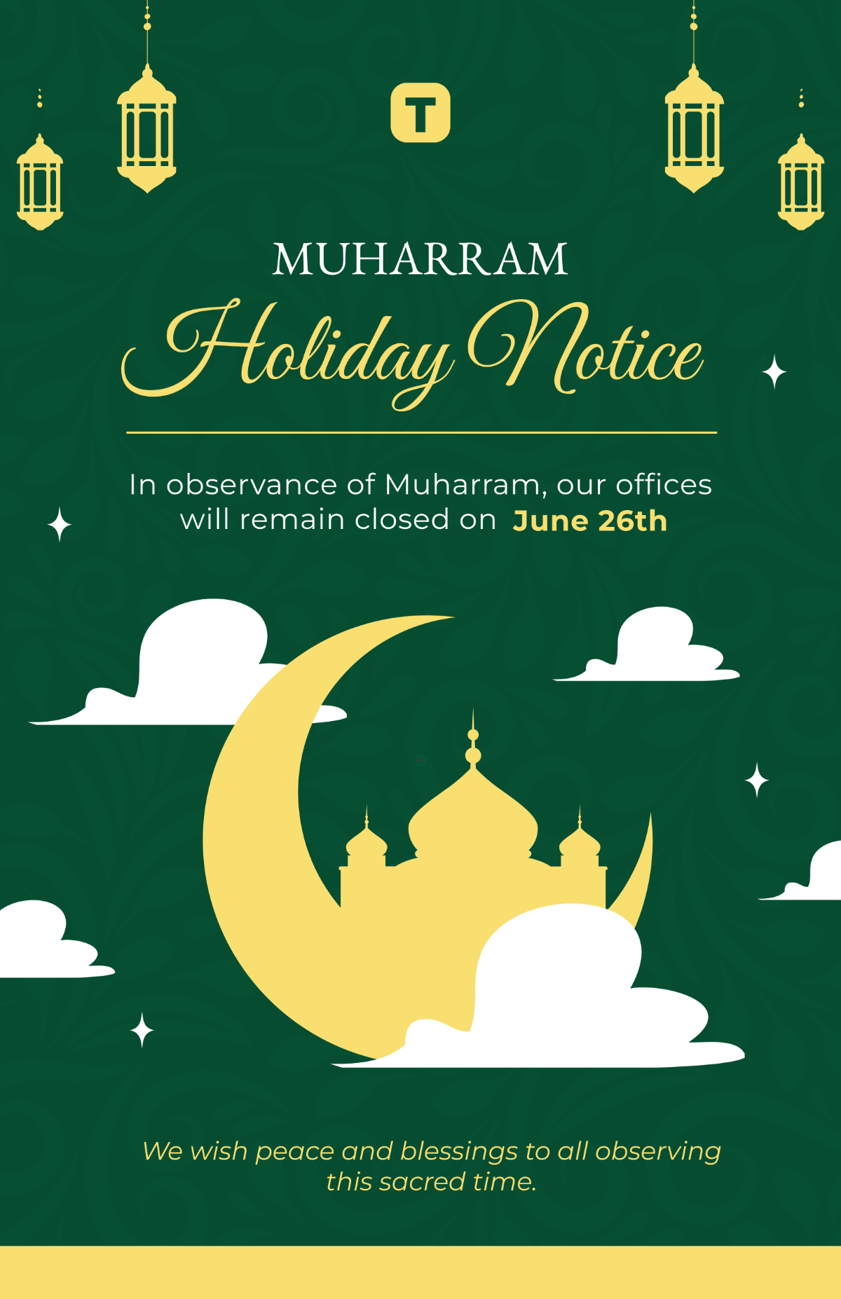 Free Muharram Holiday Poster Template