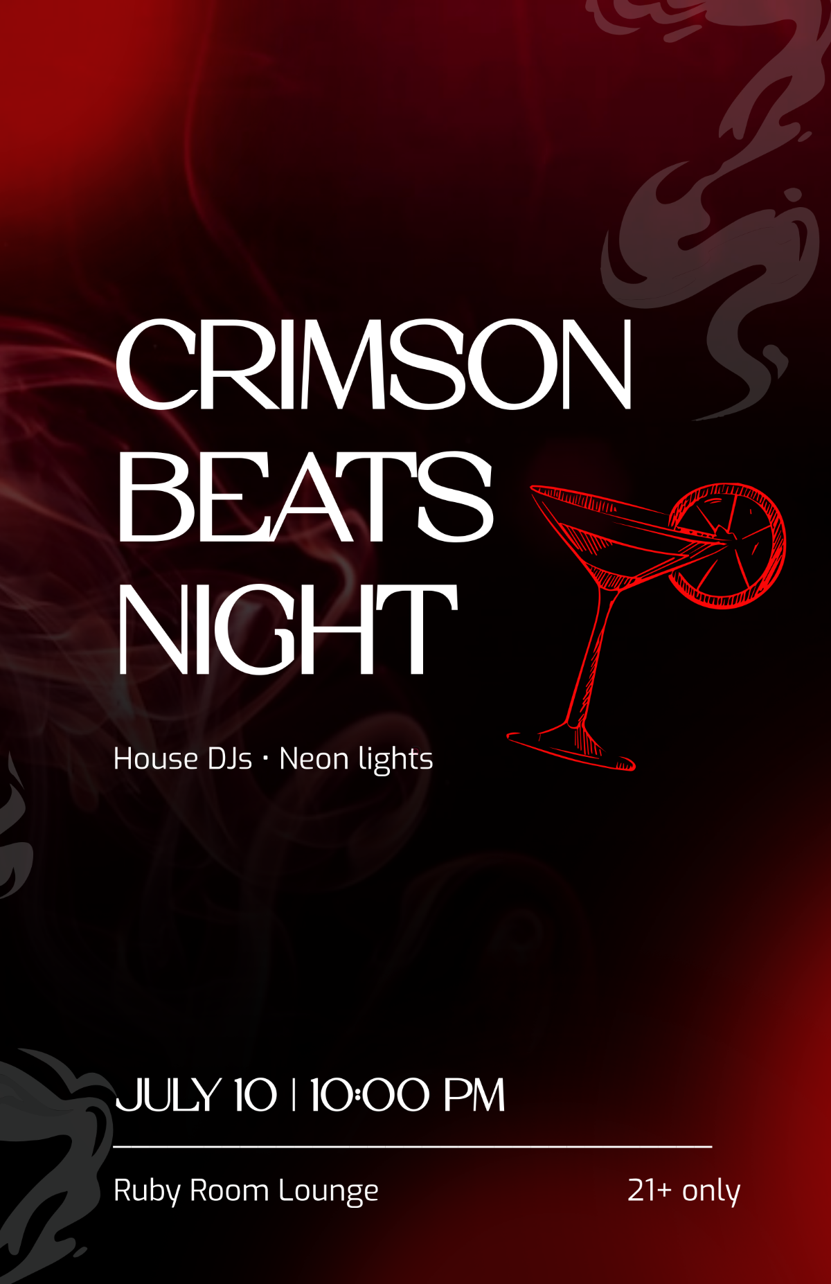 Free Red Night Club Poster Template